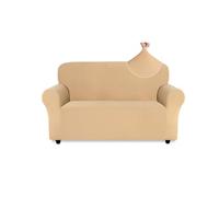 Easy-Going Sofa Covers 2 Seater, Non Slip Stretch Jacquard Sofa Slipcovers for Pet Dog, 1 Piece Couch Covers for Leather Sofa Living Room, Washable Settee Covers Furniture Protectors, Beige