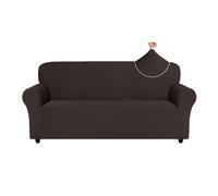 Easy-Going Sofa Covers 4 Seater, Non Slip Stretch Jacquard Sofa Slipcovers, Pet Dog Couch Covers for Leather Oversized 3 Seater Sofa, Washable Settee Covers Furniture Sofa Protectors, Chocolate