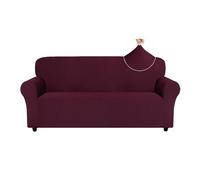 Easy-Going Sofa Covers 4 Seater, Non Slip Stretch Jacquard Sofa Slipcovers, Pet Dog Couch Covers for Leather Oversized 3 Seater Sofa, Washable Settee Covers Furniture Sofa Protectors, Wine
