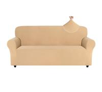 Easy-Going Sofa Covers 4 Seater, Non Slip Stretch Jacquard Sofa Slipcovers, Pet Dog Couch Covers for Leather Oversized 3 Seater Sofa, Washable Settee Covers Furniture Sofa Protectors, Beige