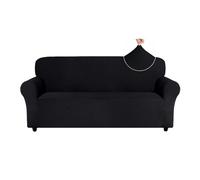 Easy-Going Sofa Covers 4 Seater, Non Slip Stretch Jacquard Sofa Slipcovers, Pet Dog Couch Covers for Leather Oversized 3 Seater Sofa, Washable Settee Covers Furniture Sofa Protectors, Black