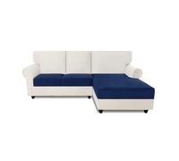 Easy-Going Sofa Seat Cushion Covers, 3 Piece Stretch Jacquard Corner Sofa Slipcovers, Non Slip Pet Dog Couch Cushion Covers L Shape, Replacement Caravan Sofa Cover, 1 Seater* 2+ Chaise* 1, Navy