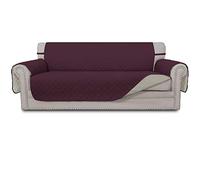 Easy-Going Sofa Slipcover Reversible Oversized Sofa Cover Water Resistant Couch Cover with Foam Sticks Elastic Straps Furniture Protector for Pets Dog (Oversized Sofa, Wine/Beige)