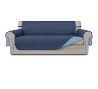 Easy-Going Sofa Slipcover Reversible Sofa Cover Water Resistant Couch Cover with Foam Sticks Elastic Straps Furniture Protector for Pets Kids Children Dog Cat (Sofa, Dark Blue/Light Blue)