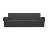 Easy-Going Stretch 4 Seater Sofa Slipcover 1-Piece Sofa Cover Furniture Protector Couch Soft with Elastic Bottom for Kids,Polyester Spandex Jacquard Fabric Small Checks(XX Large,Dark Gray)