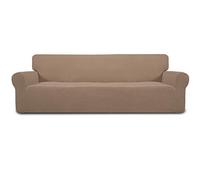 Easy-Going Stretch 4 Seater Sofa Slipcover 1-Piece Sofa Cover Furniture Protector Couch Soft with Elastic Bottom for Kids,Polyester Spandex Jacquard Fabric Small Checks (XX Large,Camel)