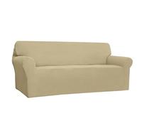 Easy-Going Stretch 4 Seater Sofa Slipcover 1-Piece Sofa Cover Furniture Protector Couch Soft with Elastic Bottom for Kids,Polyester Spandex Jacquard Fabric Small Checks (XX Large,Beige)