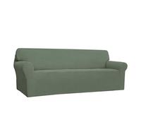 Easy-Going Stretch 4 Seater Sofa Slipcover 1-Piece Sofa Cover Furniture Protector Couch Soft with Elastic Bottom for Kids,Polyester Spandex Jacquard Fabric Small Checks (XX Large,Greyish Green)