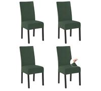 Easy-Going Stretch Dining Chair Covers Set of 4, Fleece Chair Slipcovers for Kitchen Dining Room Office Wedding Bar, Durable & Non Slip High Back Chair Seat Covers, Greyish Green