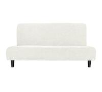 Easy-Going Stretch Futon Slipcover Armless Futon Bed Cover Furniture Protector Without Armrests with Elastic Bottom for Kids, Soft Jacquard Fabric Small Checks (Large, Cream)