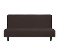 Easy-Going Stretch Futon Slipcover Armless Sofa Cover Furniture Protector Without Armrests Slipcover Soft with Elastic Bottom for Kids, Spandex Jacquard Fabric Small Checks(futon,Chocolate)