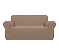 Easy-Going Stretch Oversized Loveseat Slipcover 1-Piece Sofa Cover Furniture Protector Couch Soft with Elastic Bottom for Kids Polyester Spandex Jacquard Fabric Small Checks Camel