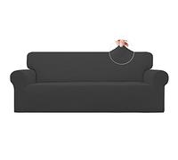 Easy-Going Stretch Oversized Sofa Slipcover 1-Piece Sofa Cover Furniture Protector Couch Soft with Elastic Bottom for Kids, Polyester Spandex Jacquard Fabric Small Checks Dark Gray