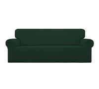Easy-Going Stretch Sofa Cover 1 Piece Furniture Protector Soft Elastic Bottom for Kids Polyester Spandex Jacquard Fabric Fine Plaid Dark Green