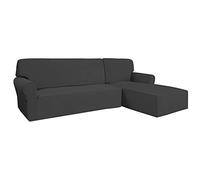 Easy-Going Stretch Sofa Cover, 2 Piece L Shape Sofa Cover Modular Sofa Cover for Living Room Jacquard Fabric Chaise Cover with Elastic Bottom for Dogs Kids (Small, Dark Grey)