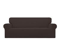 Easy-Going Stretch Sofa Slipcover 1-Piece Couch Sofa Cover Furniture Protector Soft with Elastic Bottom for Kids, Spandex Jacquard Fabric Small Checks(Oversized Sofa,Chocolate)