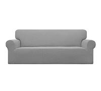 Easy-Going Stretch Sofa Slipcover 1-Piece Couch Sofa Cover Furniture Protector Soft with Elastic Bottom for Kids, Spandex Jacquard Fabric Small Checks(Oversized Sofa,LightGray)