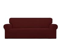 Easy-Going Stretch Sofa Slipcover 1-Piece Couch Sofa Cover Furniture Protector Soft with Elastic Bottom for Kids, Spandex Jacquard Fabric Small Checks(Sofa,Wine)
