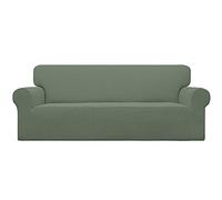 Easy-Going Stretch Sofa Slipcover 1-Piece Sofa Cover Furniture Protector Couch Soft with Elastic Bottom for Kids, Polyester Spandex Jacquard Fabric Small Checks (Sofa, Greyish Green)