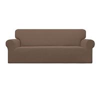 Easy-Going Stretch Sofa Slipcover 1-Piece Sofa Cover Furniture Protector Couch Soft with Elastic Bottom for Kids, Spandex Jacquard Fabric Small Checks(Oversized Sofa,Brown)