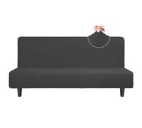 Easy-Going Stretch Sofa Slipcover Armless Sofa Cover Furniture Protector Without Armrests Slipcover Soft with Elastic Bottom for Kids, Spandex Jacquard Small Checks(futon, Dark Gray)