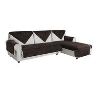 Easy-Going Velvet Sofa Cover 2 3 Seater, 1 Piece Non Slip Corner Sofa Slipcovers L Shape, Funny Fuzzy Couch Covers for Pet Dog Leather Sofa Bed, Thick Furniture Sofa Protectors, 36 x 47 in, Chocolate