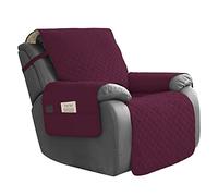 Easy-Going Waterproof Oversized Recliner Chair Sofa Cover with Pocket, 1-Piece Reversible Couch Cover for Recliner, Washable Protector for Dogs (Oversized Recliner, Wine/Beige)