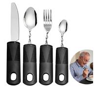 Easy Grip Bendable Cutlery Set of 4 Extra Wide Chunky Handle Disability Aids for Disabled Hands with Knife Fork Spoon Ideal Dining aid for Adults Elderly Arthritis Parkinson'Disease Tremors Sufferers