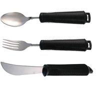 Easy Grip Bendable Cutlery - Set of Large Handled Cutlery, Knife, Fork, Spoon (Black)