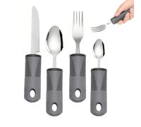 Easy Grip Cutlery Set of 4 Disability Aids, Extra Wide Handles Arthritis Aids with Knife Fork Spoon, Confortable Grips Dining Aid for Elderly Parkinson Disabled People