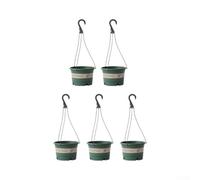 Easy Hang Plastic Pot 15in Built-in Hooks 5 Pack(green) | for durable plastic construction, includes saucer, 15 inch size, 5 pack value set, black and red options