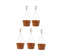 Easy Hang Plastic Pot 15in Built-in Hooks 5 Pack(red) | for durable plastic construction, includes saucer, 15 inch size, 5 pack value set, black and red options