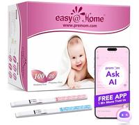 Easy@Home 100 x Ovulation Test Strips and 20 x Pregnancy Test Strips - Fertility Test Kit, Powered by Premom Ovulation Predictor iOS and Android App (100 LH + 20 HCG)