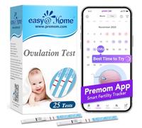 Easy@Home 25 Ovulation Test Strips, Ovulation Predictor Kit, Powered by Premom Ovulation Predictor iOS and Android App, 25 LH Strips
