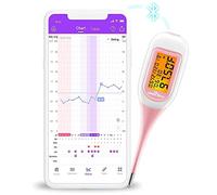 Easy@Home Basal Thermometer for Ovulation & Fertility Monitor - BBT Thermometer with Backlit LED Screen & Premom APP (iOS & Android), Auto Sync (Pink)