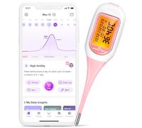 Easy@Home Bluetooth Basal Thermometer for Ovulation, BBT with Backlit LED Screen & Premom APP (iOS&Android) - Digital Basal Thermometer for Fertility Tracking, Trying to Conceive, Auto Sync (Pink)