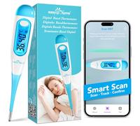 Easy@Home Digital Basal Thermometer with Blue Backlight LCD Display, 1/100th Degree High Precision and Memory Recall, NOT Bluetooth Enabled, Blue