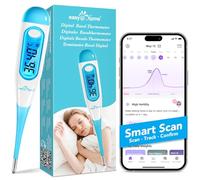 Easy@Home Digital Basal Thermometer with Blue Backlight LCD Display, 1/100th Degree Precision and Memory Recall, NOT Bluetooth Enabled, Blue