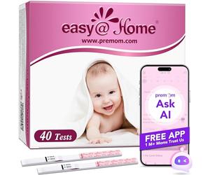 Easy@Home Pregnancy Test Strips for Early Detection: 40 x hCG Pregnancy Test 10 MIU/mL with Premom App Support