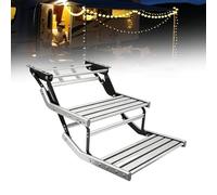 Easy Install Foldable Step, Manual RV Step, Folding RV Entry Stair Fit, Compact Foldable Stepping Stool, Anti-Slip, 440lbs Capacity, For RV Van Motorhome(With LED lights,Double layer)