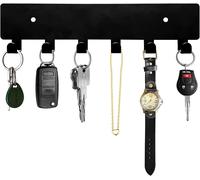 GTK Key Holder for Wall, Key Hooks with 6 Hooks, Wall Mounted Key Holder for Hallway, Self Adhesive Key Rack(Black)