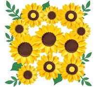 EASY JOY 11Pcs Sunflower Decorations for Wall 3D Large Artificial Sunflower Yellow Paper Flowers with Green Leaves for Baby Showers Birthday Home Summer Garden Afternoon Tea Bee Party Decorations