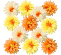 EASY JOY 12PCS Daisy Paper Flower Party Decorations 14'' Large Orange Yellow Tissue Paper Pom Poms Decorations for Spring Summer Garden Wall Backdrop Baby Shower Wedding Tea Party Decor