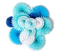 Easy Joy 13PCS Blue Party Decorations Navy Blue White Paper Fans Hanging Tissue Paper Fans for Boy Men Birthday Baby Shower Mamma Mia Christening Decorations for Boys