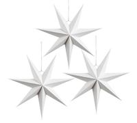EASY JOY 3-PACK White Star Lanterns - 7-Pointed, 18 Inch Christmas Decorations - Hanging Paper Stars for Holidays
