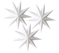 EASY JOY 3Pcs 9-Pointed Paper Star Lantern 3D Paper Stars Foldable Christmas Ceiling Decorations 12 Inch White Xmas Decorations Wedding Birthday Christmas Home Party Supplies