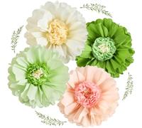 EASY JOY 4PCS 20" Sage Green Giant Paper Flowers Large Crepe Paper Tissue Flowers Artificial Flower Decorations for Spring Summer Wall Backdrop Birthday Party Wedding Baby Shower Bridal Decorations