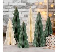 EASY JOY 6 Pcs Honeycomb Christmas Tree,Paper Christmas Decorations Artificial Xmas Centerpiece with Golden Ball Tree Topper for Xmas Decorations Winter Party New Year