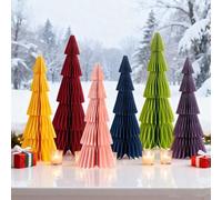 EASY JOY 6 PCS Honeycomb Christmas Tree Thick Paper Christmas Tree 3D Xmas Table Decorations Magnetic Design Premium Reusable Christmas Decorations Multiple Colors for Home Outdoor Table Centrepiece