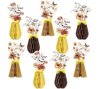 Easy Joy 9PCS Flower Honeycomb Table centrepieces Decorations Fall Wildflower Centerpieces Brown Yellow Paper Table Decorations for Floral Garden Baby Shower Autumn Thanksgiving Harvest Festival Decor